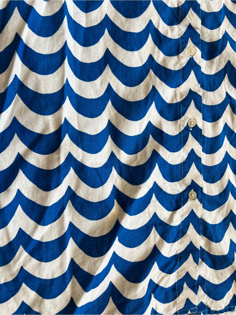 Marimekko Uniqlo XL Blue Wave Print Shirt Dress - Picture 5 of 7